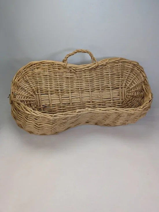 Vintage Wicker Wall Pocket Basket Bust Silhouette Hanging Mail Holder