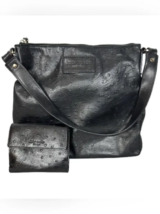 kate spade Black Textured Leather Shoulder Bag with Matching Wallet