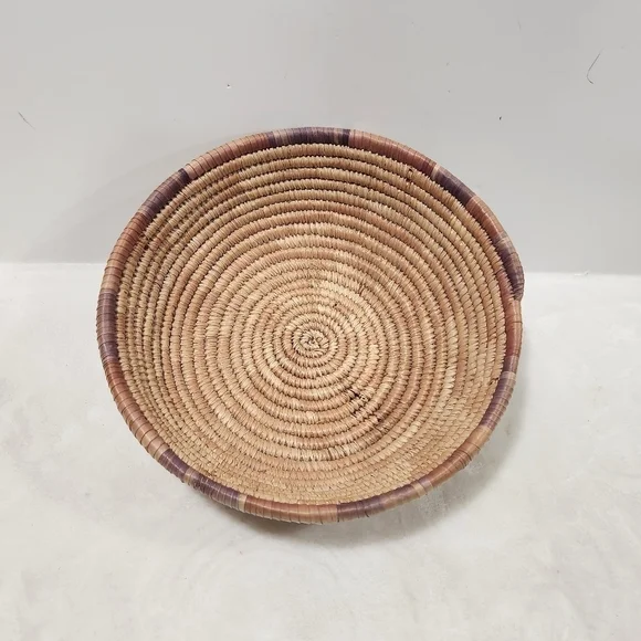 Boho Natural Woven Coiled Reed Grass Handmade Wall Art Decor And Basket