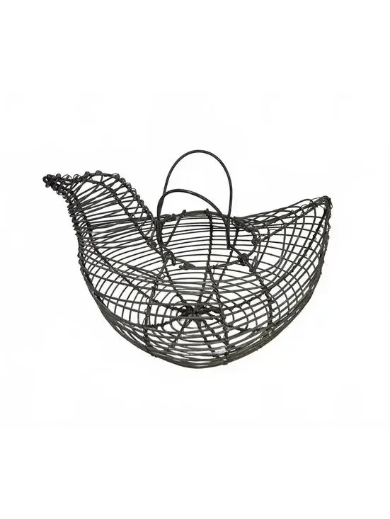 Vintage Wire Chicken Egg Basket Rustic Farmhouse Hen Basket