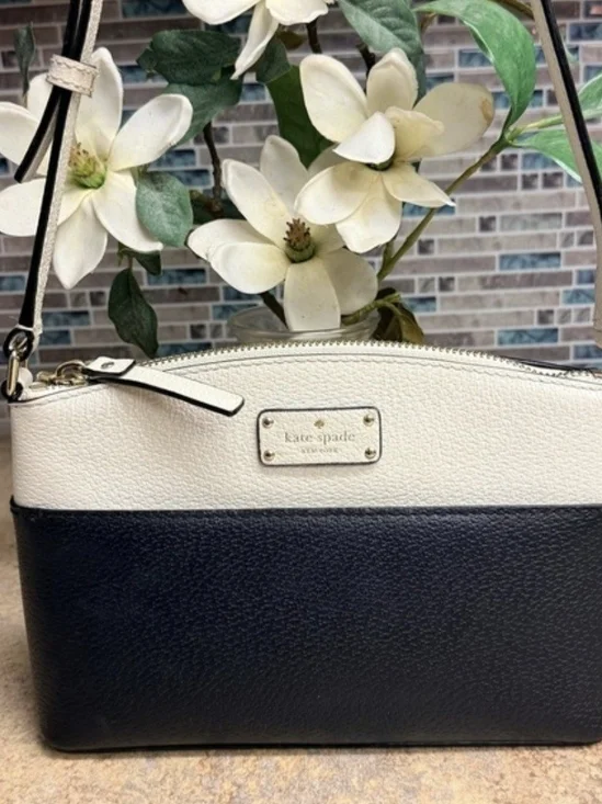 kate spade Two-Tone Black and Cream Pebbled Leather Crossbody. New