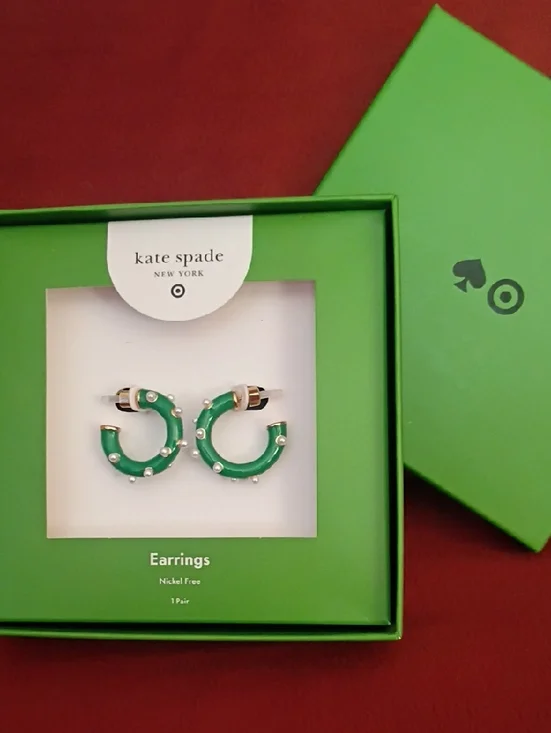 kate spade x Target Green Enamel Earrings with Pearlesque Accents