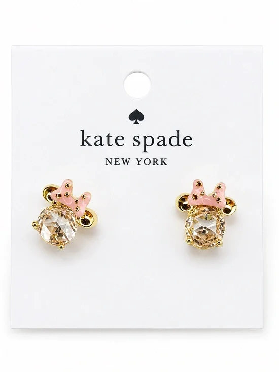 kate spade inspired mini-mouse crystal gold-toned earrings