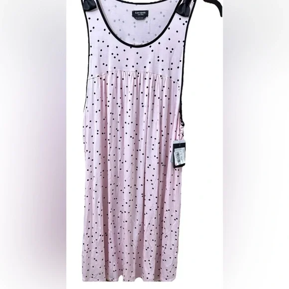 NWT Women 1X Kate Spade PINK/BLACK SCATTERED DOTS Soft Knit Jersey Nightgown