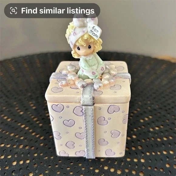 Precious Moments Baby Girl Hearts Ceramic Lidded Trinket Box, 4in