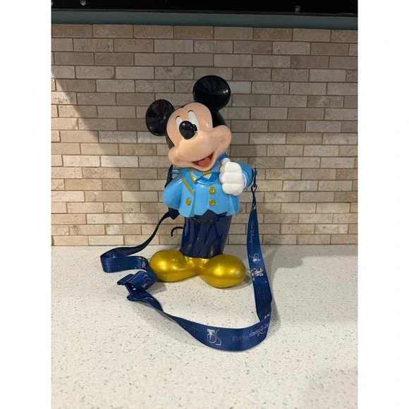 Disney Parks Mickey 50th Anniversary Popcorn Bucket Strap Blue Gold‎