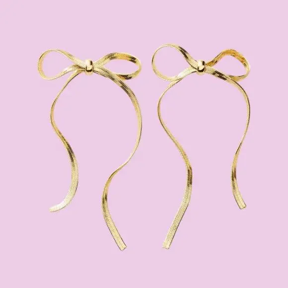 kate spade Gold Bow Ribbon Drop Earrings