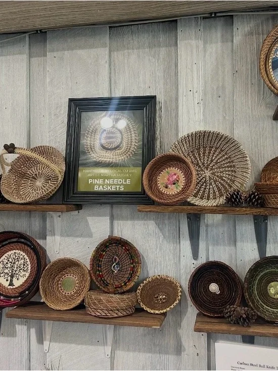 Handwoven Pine Needle Basket - Natural Brown