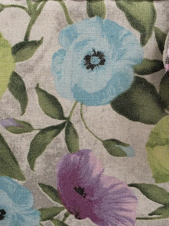 Floral Fabric Sewing Basket Rectangle Craft Organizer Box Gray Trim