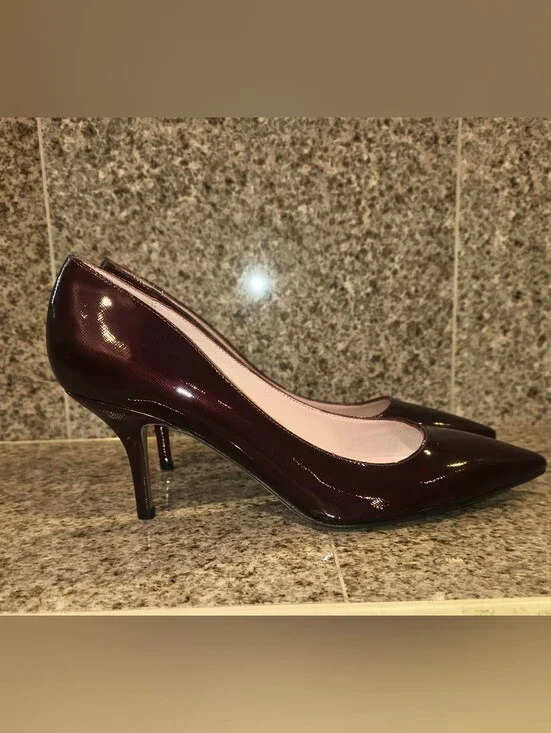 Late Spade Patent Leather Pumps in Deep Burgundy Sz 9