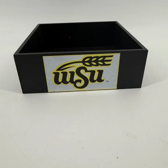 Wichita State University‎ WSU Shockers Black Wood Valet Tray Box Desk Organizer