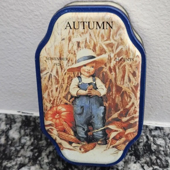 Vintage Good HouseKeeping Autumn 1928 tin storage container home decor