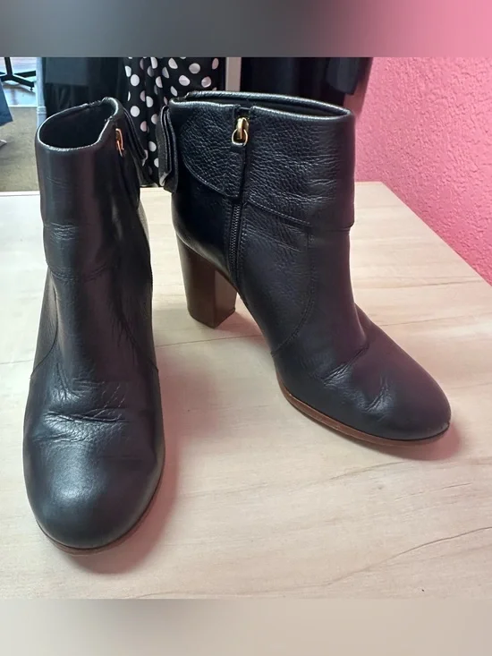 Kate Spade Black Leather Ankle Booties with Bows