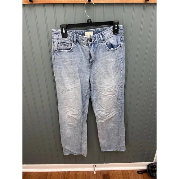 Kate Spade New York Light Wash Straight Leg Raw Hem Jeans Size 28 High Rise Blue