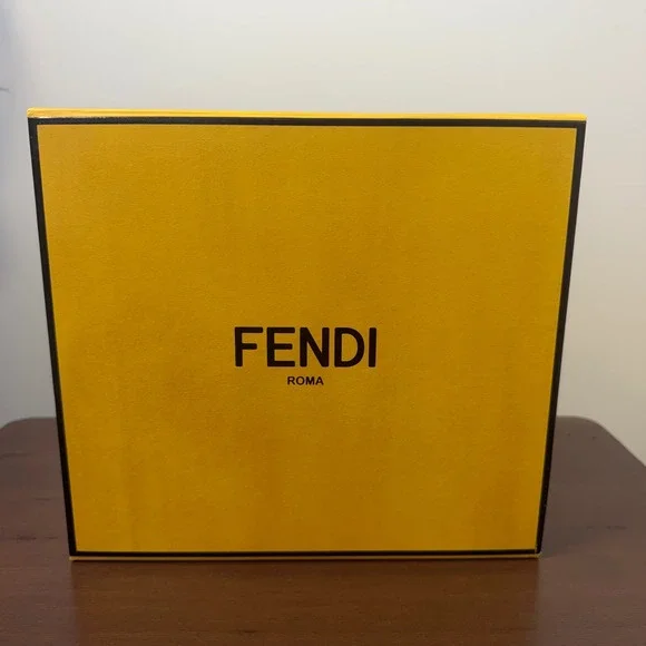 Fendi Roma Empty Yellow Magnetic Gift Box 9.5x8.5x4 Authentic Packaging w Tissue