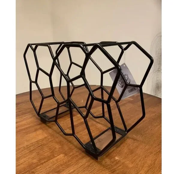 12 Bottle Geometric Metal Wine Storage Rack