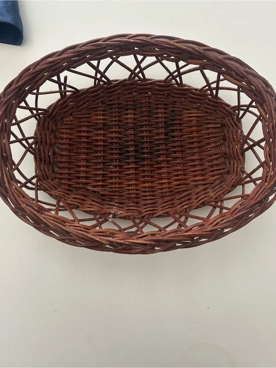 French Country style Rattan bread Serving Basket - Brown