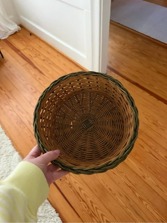 Woven Round Decorative Basket - Brown and Green