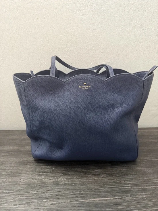 kate spade Navy Scallop-Edge Pebbled Leather Tote