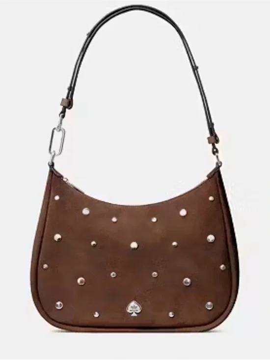kate spade Kayla  Brown Studded Suede Hobo/Shoulder Bag