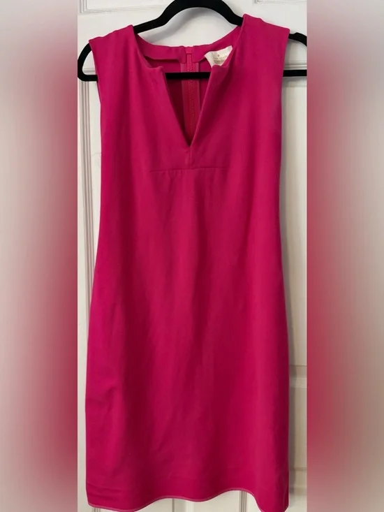 Kate Spade New York Hot Pink Shift Dress Size 6 Sleeveless Exposed Zip