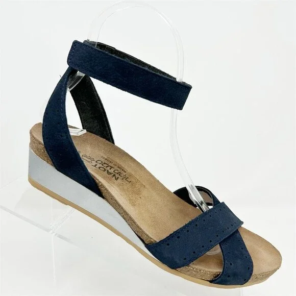 Naot Wand Womens Wedge Sandals Blue Strappy Ankle Strap Comfort Casual Size 37