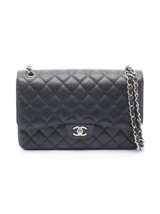 Chanel Shoulder Bag Maxi Quilted 30 Classic Large Double Flap Black Caviar