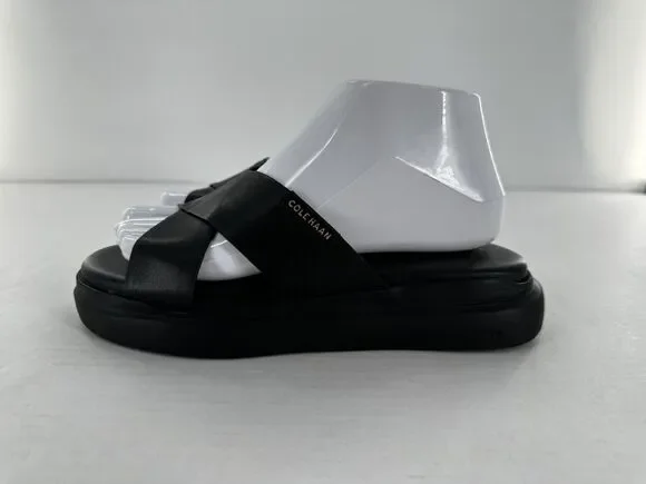 Cole Haan Shoes 7.5 Grandpro Rally Slide Sandals Black Leather Platform