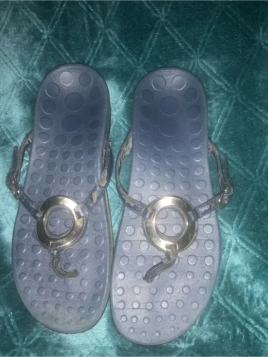 VIONIC KARINA Orthaheel Flip Flops Sandals Navy Silver Ring Size 8