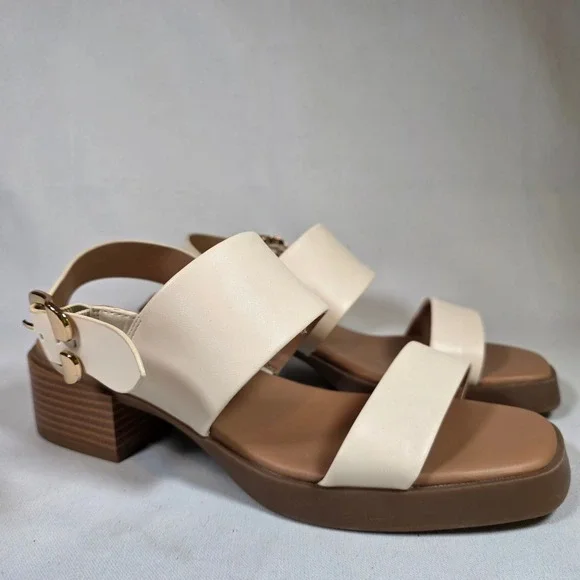 Aerosoles Dove Cream Block Heel Slingback Sandal Womens 8  Neutral Quiet Luxury
