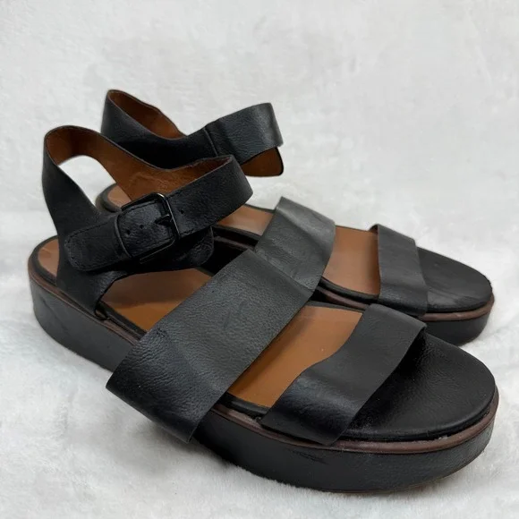 Naturalizer Brooke Black‎ Platform Slingback Sandals Womens 11M Open Toe Buckle