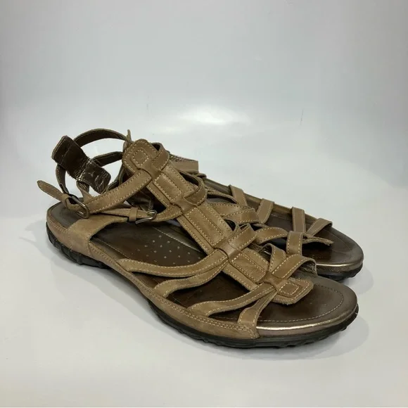 Ecco Groove Strappy gladiator sandals women’s‎ size 41 tan leather casual