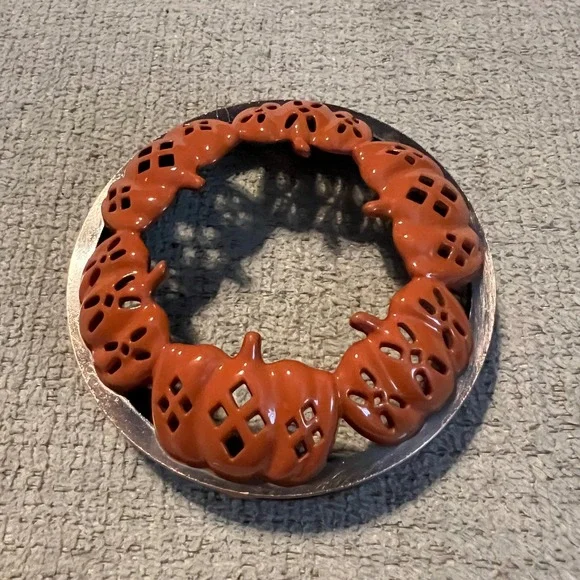 Yankee Candle Orange Pierced Pumpkin Metal Jar Candle Topper Autumn Halloween