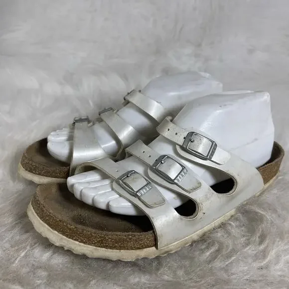 Birkenstock Florida 3 Strap White Sandals Womens EU 40 US 9 Buckle