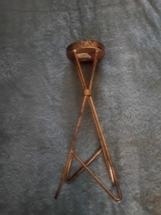 Vintage Metal Candle Holder Stand in Gold Tone