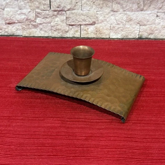 Vintage Hammered Copper Chamberstick Candle Holder Hand‎ Crafted