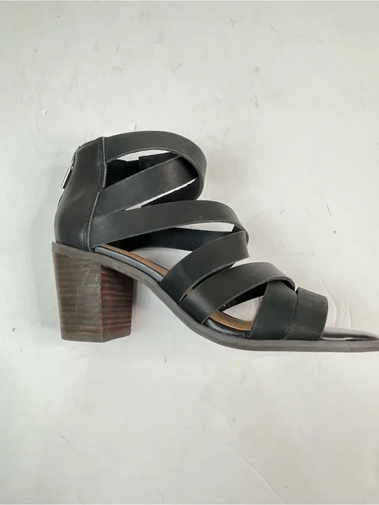 Lucky Brand‎ Kallia Black Leather Strappy Gladiator Block Heel Sandals US 6M