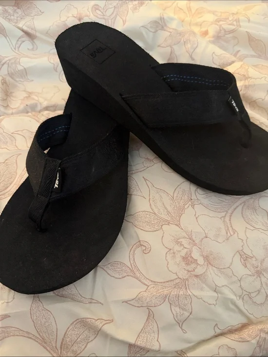 Teva Black Wedge Flip Flop Sandals