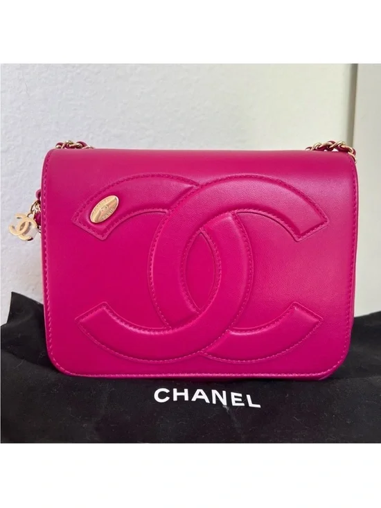 Chanel Lambskin CC Mania Flap Bag in Pink