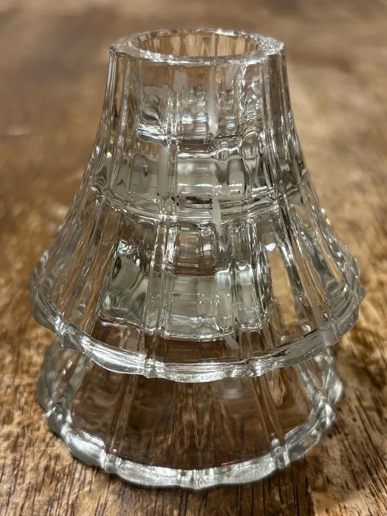 Vintage HOMCO Home Interiors Clear Glass Candle Holders Pair Made in USA Scallop