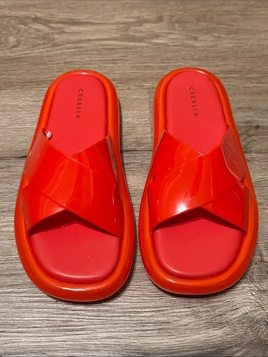 Cecelia New York Bright Red Skip Sandals - Casual Slide Size 9