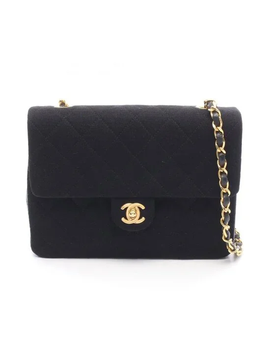 Chanel Shoulder Bag Mini Quilted 20 Black Lambskin Chain