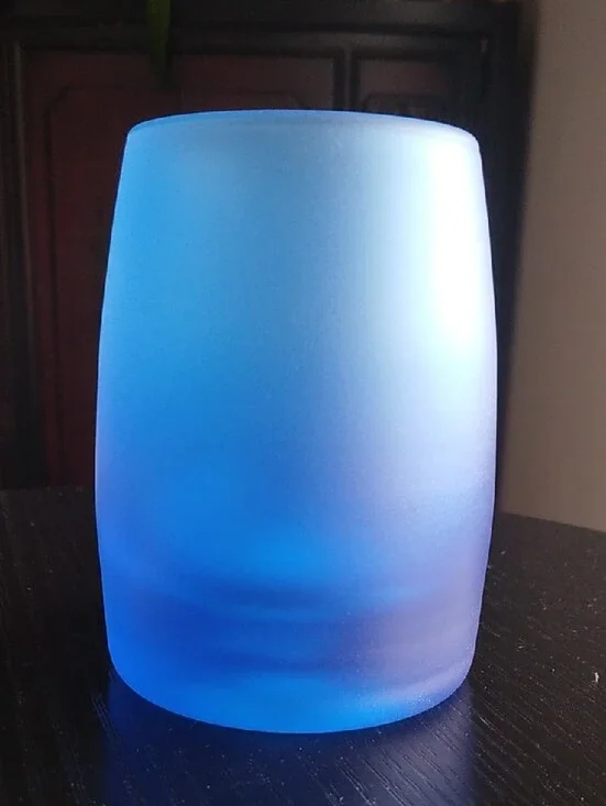 PartyLite Ocean Blue Frosted Glass Cylinder Votive Holder