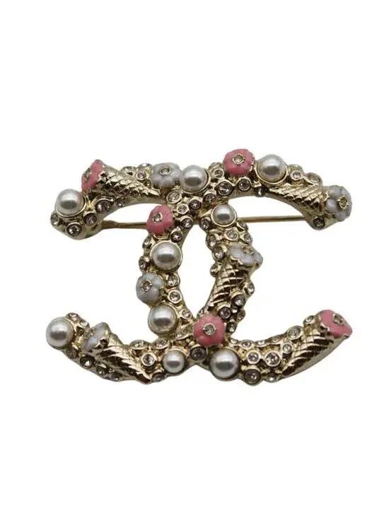 Chanel Cc Logo Flower Brooch Gold-Tone #327596C15B