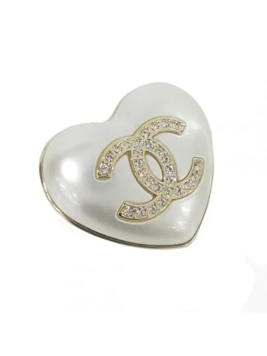 Chanel Brooch Metal Gold White Clear #327593C99B