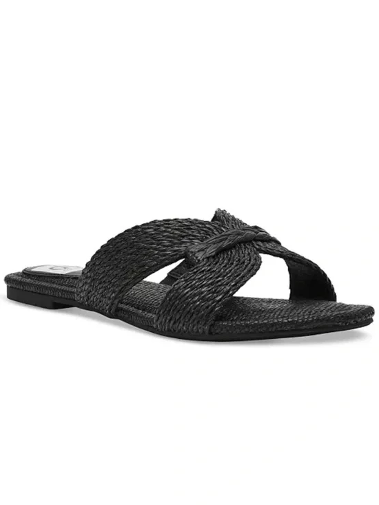 DV Dolce Vita Women's Geeya Raffia Criss Cross Strap Slide Sandals NIB