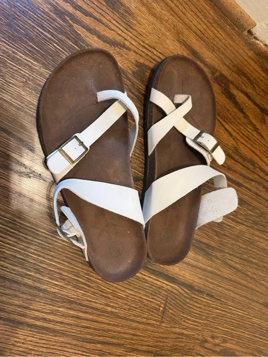 White Mountain White Strappy Buckle Sandals