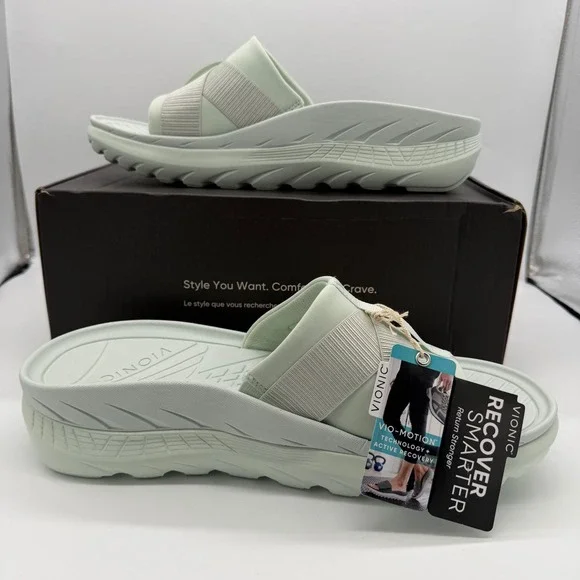 Vionic Rebound Recovery Slide Sandals Pastel Green Women 13 A629823D65B38 New