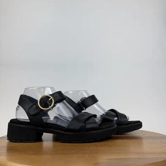 Womens Munro‎ Knox Black Leather Strappy Casual Comfort Sandals Shoes Size 9 M