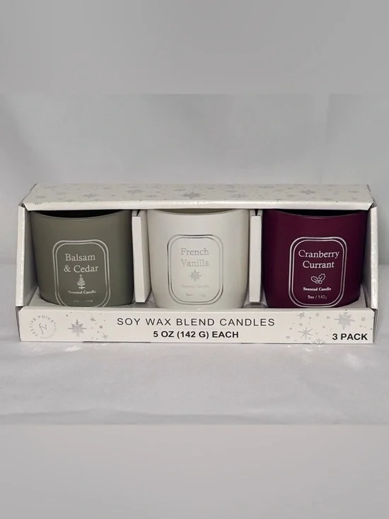 Holiday Soy Wax Blend Candles |Balsam & Cedar |French Vanilla |Cranberry Currant